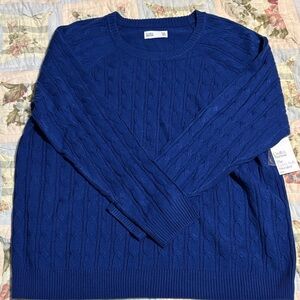 NWT Croft & Barrow Royal Blue Cable Knit Sweater